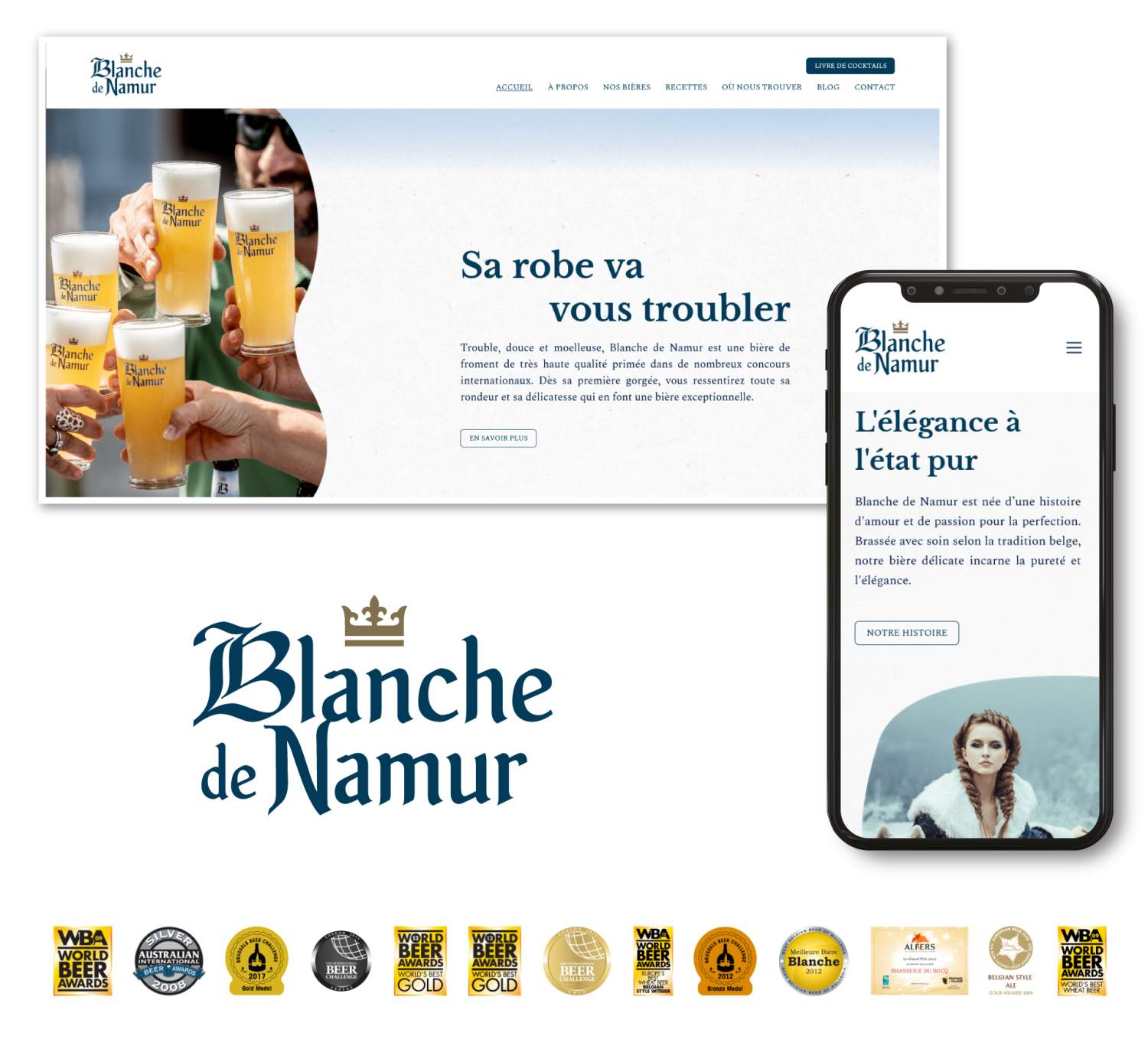 Présentation du nouveau site web de la bière Blanche de Namur, brassée par la Brasserie du Bocq